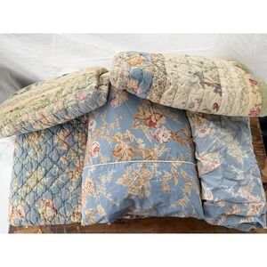 Vintage Pottery Barn Floral Quilt Pillow Sham Set Shabby Chic Cottage